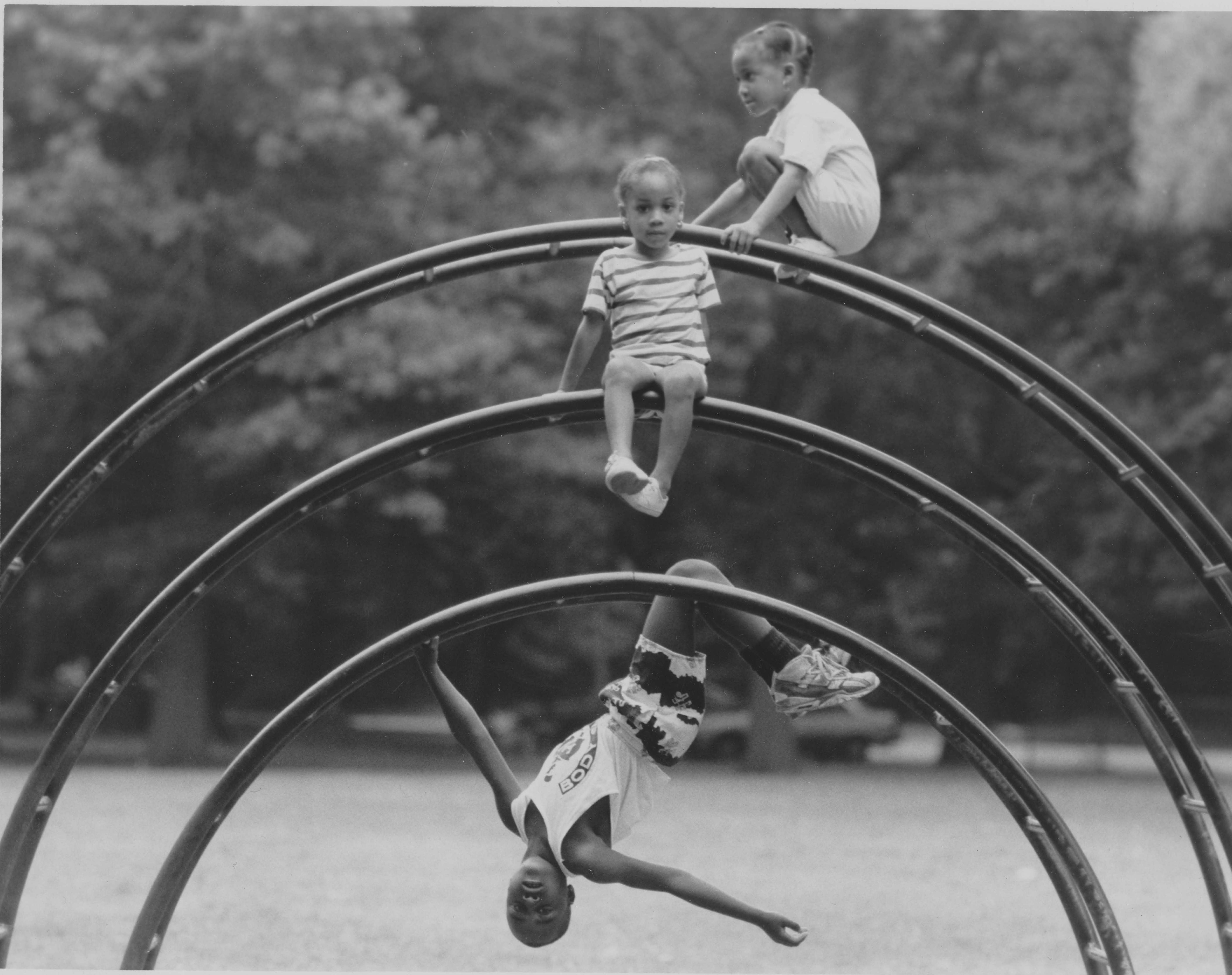 Children on jungle gym at Weequahic Park, 1991019