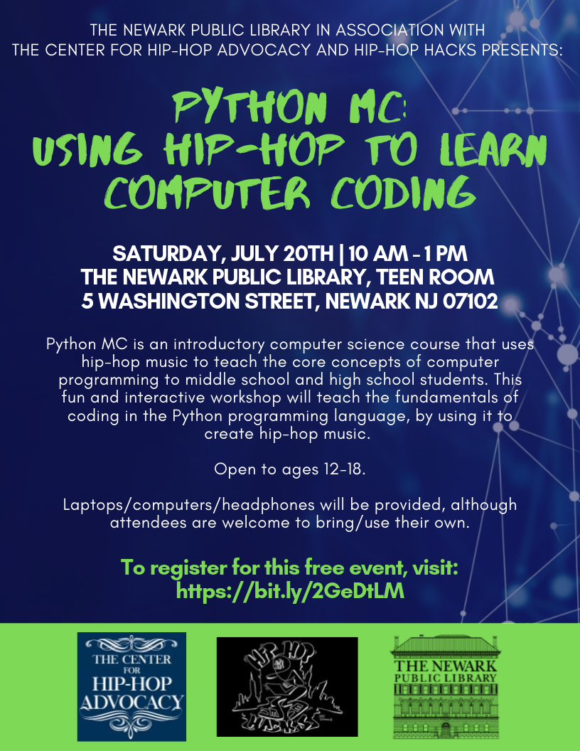 Python MC: Using Hip-Hip to Learn Computer Coding - Newark Public Library